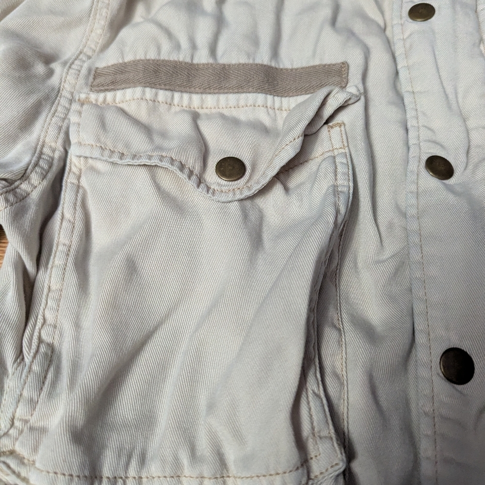 BKE Womens XS Beige Utility Cropped Jacket Moto Casual Cargo Y2K Style - Picture 4 of 12